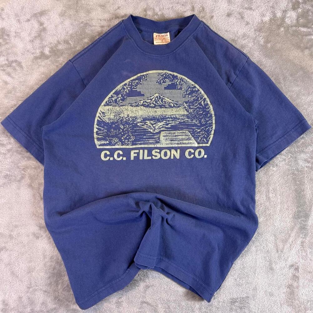 Filson C.C. Filson Co Fishing T-Shirt Mens Small Blue Outdoor Graphic Tee